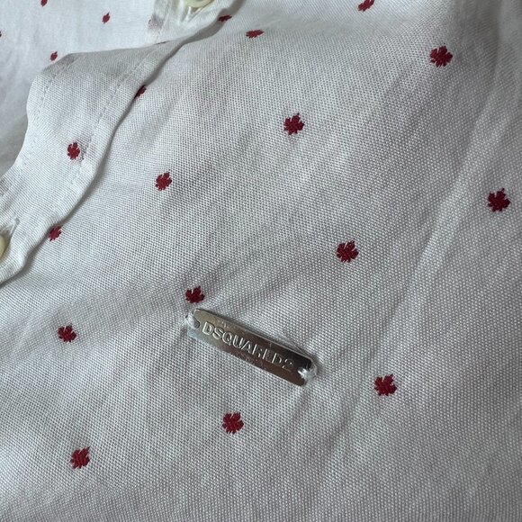 Dsquared² White Shirt with Red Maple Leaf Embroidery - Picture 3 of 3